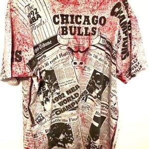 RARE 1992 Chicago Bulls B2B Champions AOP Shirt XL Michael Jordan